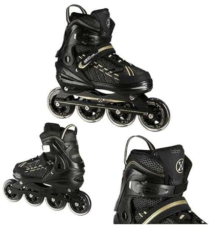 Nils Extreme Inliner Herren Damen Inline Skates für Erwachsene ABEC7 Größenverstellbare Fitness Skates (Schwarz-Gold, 43-45)