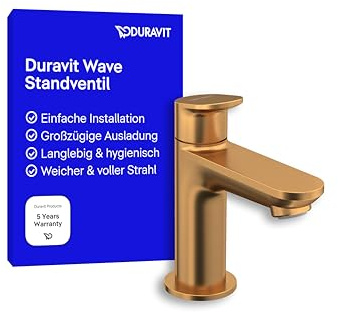 Duravit Wave stående ventil (pip höjd 77 mm), kallvatten tvättställsblandare, kallvattenkran badrum, kallvattenkran, borstad brons