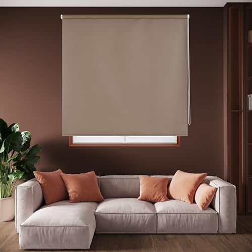 Blindecor Draco | Rollo verdunkelung - Braun, 180 x 230 cm (BxH) | Stoffgröße 177 x 225 cm | Thermorollo für fenster