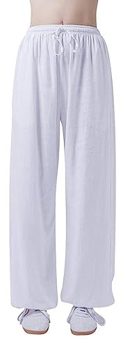 StoyRb Womens Martial Arts Pants Cotton & Linen Kung Fu Trousers Tai Chi Pants for Wing Chun Morning Excerises,004,XS
