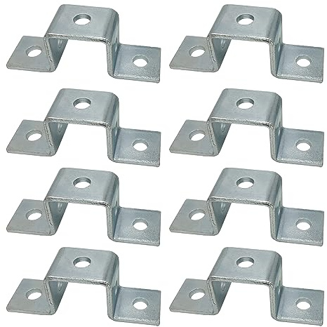 8 Pack - 5 Hole, U Shaped Connector Bracket for All 1-5/8 Strut Channel - Heavy Duty, Electro-Galvanized (8)