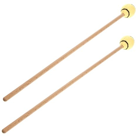 2 Stück Marimba Hämmer aus Ahorn, Gelbe Drumsticks für Profis | Wollkopf, Glatte Oberfläche, Formstabil bei Häufiger Nutzung, Geeignet für Amateurischen Einsatz