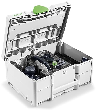 Festool Zubehör-Set ZS-OF 1010 M (mit Führungsschienen-Adapter, Feineinstellung, Abstützung, Zentrierdorn, Kopierringe, Laufsohle, Auflage, Stangenzirkel, Absaughaube, Spanfänger), im Systainer