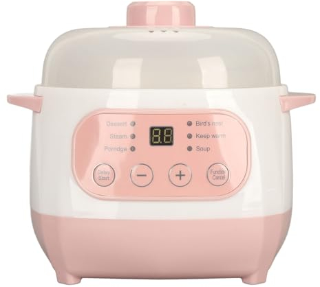 Faitout électrique, 1 L 200 W, Cuiseur électrique Intelligent en Céramique pour Bouillie, Riz, Soupe, Cuiseur à Riz électrique avec Pot Intérieur en Céramique, Facile à Utiliser