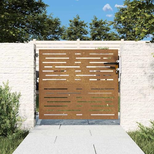 Gecheer Porte pour clôture, porte extérieure de jardin, portail de clôture, porte de jardin en acier corten design carré 85 x 75 cm