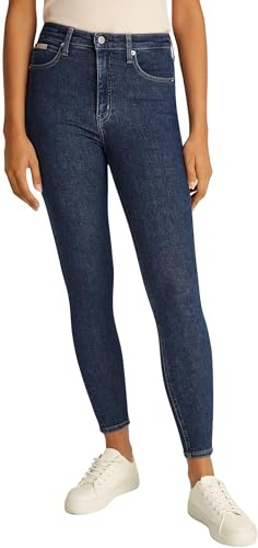 Calvin Klein Donna Jeans Super Skinny Ankle Vita Alta, Blu (Denim Dark), 25W