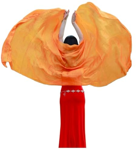 AMEEDA Seide Bauchtanz Schleier Bauchtanz-Seidenschleier, 2,5 m x 1,14 m, Tänzerin, Bühnenauftritt, Show-Requisiten, Handwurf, Schal, Schal, Licht.(Color 01,270x114cm)