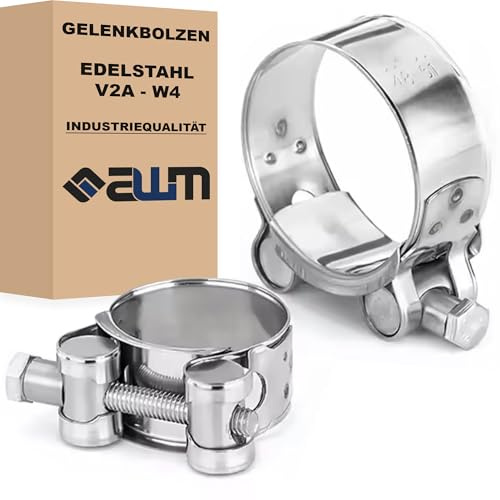 Gelenkbolzenschelle Edelstahl PREMIUM V2A-W4 Schlauchschellen Spannbackenschelle Auspuffschellen Gelenkbolzen Schelle (1, 20-22 mm)