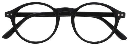 OPULIZE REY Lesebrille - Runder Retro-Rahmen - Mattschwarz - Herren Damen - Federscharniere - R56-1 - +1.00