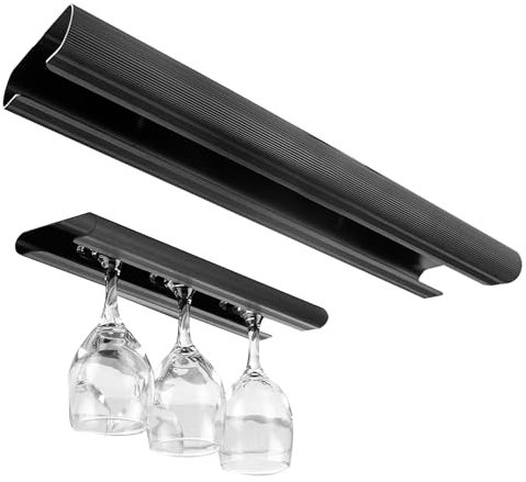 Xiruiubao Portabicchieri da vino da appendere - Lega di alluminio ispessita per cucina, sala da pranzo, bar, ufficio (nero), 1 pezzo