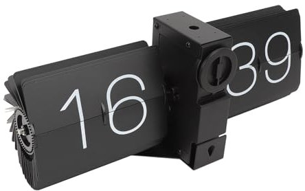 BAFOVY Retro-Digital-Flip-Down-Mechanik-Flip-Clock, Edelstahl-PVC-Design, Große Zahlen, 24-Stunden-Anzeige, Batteriebetrieben, Einseitig, Leicht Ablesbare Desktop-Wanduhr