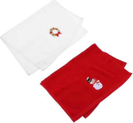 Cabilock Bezaubernde Handtücher mit Weihnachtsstickerei Weiche Waschlappen Aus Baumwolle Weihnachtsmotive Als Dekoration