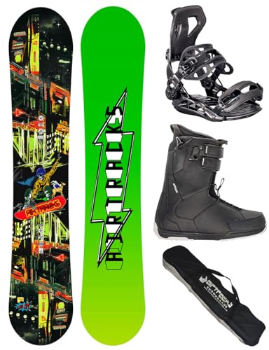 Airtracks Kit de snowboard pour homme Wide Fun City Freestyle Freeride 160 - Fixation Master - Bottes souples Master QL 45 - SB Bag