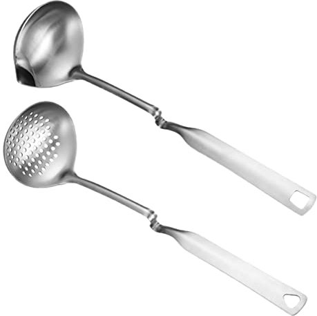 MAGICLULU 2 Stück Ölfilterlöffel Aus Edelstahl 304 Lange Schöpfkelle Mit Feinem Sieb Küchenutensil Zum Abseihen Von Fett Für Zuhause Und Gastronomie