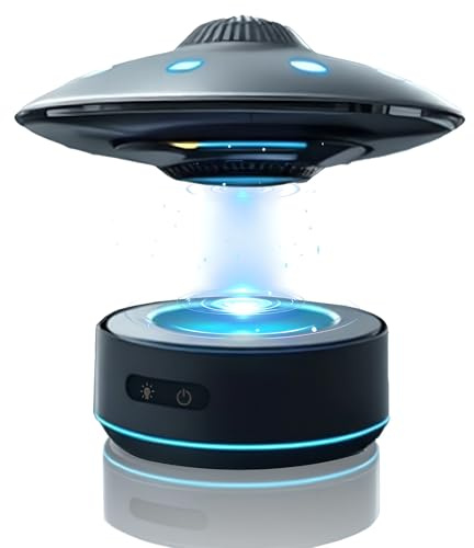 Magnetic Levitating Bluetooth Speaker UFO Shape with LED Lights, Wireless Charging, 360° Stereo Sound, Portable Floating Speaker for Home Decor, Desk Gadget, Tech Gifts