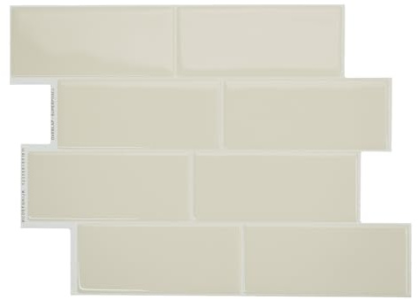 Smart Tiles Stick on splashback Tiles, Subway Butter Yellow, 11.55x8.38 | Pack of 5 (2.8 sq ft), Glossy, Heat/Moisture Resistant, Low VOC, Kitchen/Bathroom, Renter Friendly, Made in Canada