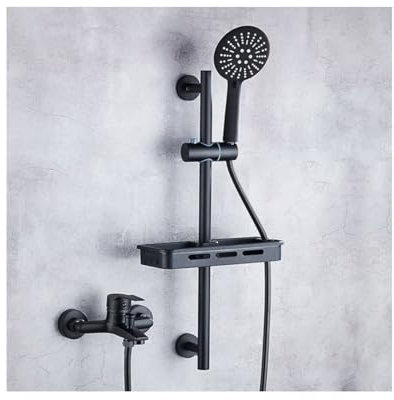 WRJAHCG Saliscendi Doccia Kit Doccia,Soffione Doccia con Soffione Fisso Doccetta E Bocca Vasca,Multifunzionale Colonna Doccia Idromassaggio,Nero,Have Faucet