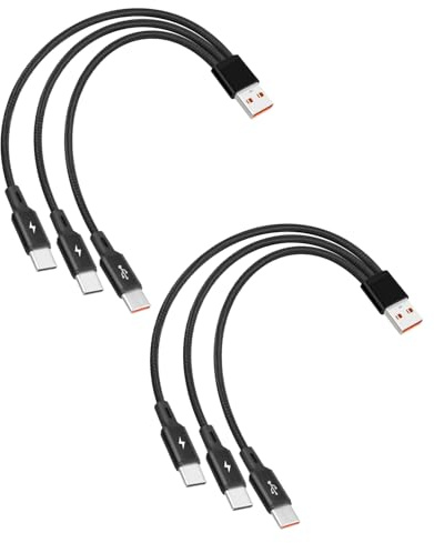 YANBORONSN 3 in 1 USB C Multi Charging Cable,USB A to 3 USB C Splitter Cable,USB C Nylon Braided Multi Charging Cord for Phone,Tablet,2Pack,(0.2M)