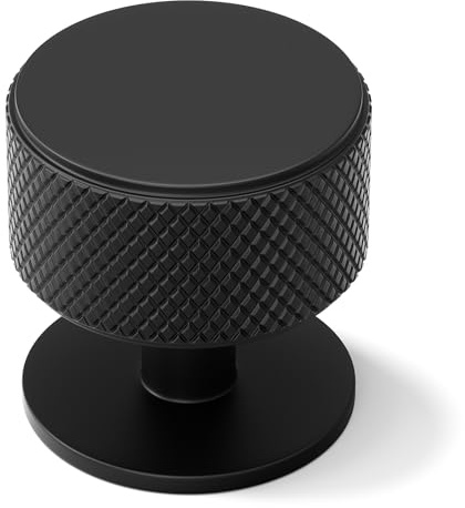 Goldenwarm 10 Pack Black Cabinet Knobs Knurled Matte Black Cupboard Knobs Aluminum Alloy Single Hole Kitchen Handles