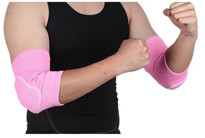 Ellenbogenschoner Elastische Ellenbogenschützer Verdickter Schwamm Ellenbogen- und Knieschützer Schutz Basketball Volleyball Sport Armmanschette Pad Erwachsene Kinder(Pink- 2pcs,XS Elbow 20-32CM)