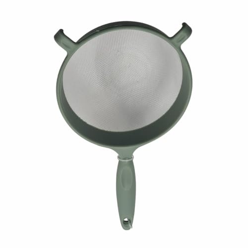 Natural Fine Mesh Sieve with Handle – Plastic Strainer with Resting Arms, 14.5cm Diameter, Assorted Natural Colours (Sage)
