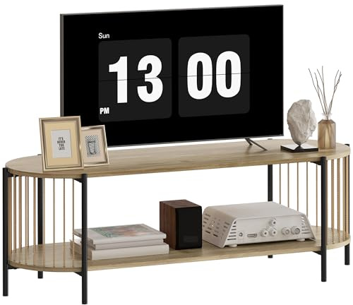 HOMCOM Mueble de TV Bohemio hasta 55 Pulgadas 124x43,5x41 cm Natural