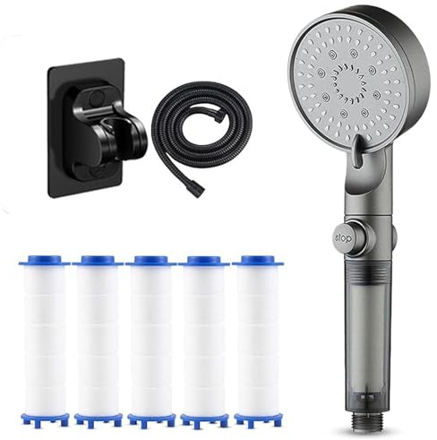 HydroBoost High Pressure 5-Mode Filtered Shower Head, HydroBoost High Pressure Shower Filtered Head with Handheld, Built-in Power Wash for Hard Water (1 PC)