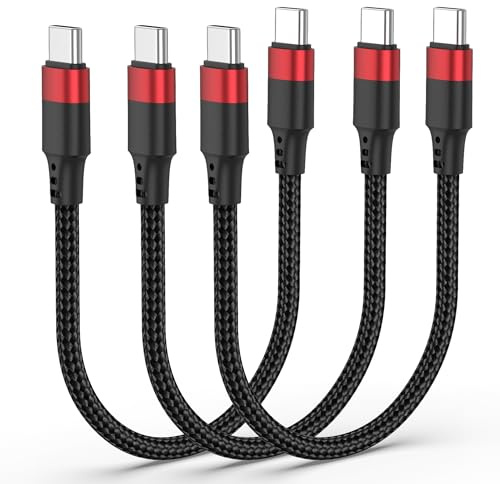 Bkduice USB C auf USB C Kabel Kurz 20cm, 3 Stück 60W Ladekabel USBC auf USBC Kurz Nylon PD USB-C Schnellladekabel für iPhone 16/15 Pro/Max iPad Pro/Air Galaxy S25/S24/A55/A16 Moto G34