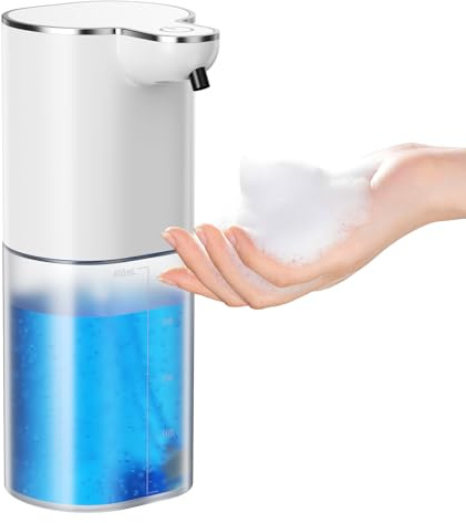 Dispensador Automático De Jabón De Espuma 400 ml, Montaje En Pared O Sobremesa, Sensor Infrarrojo Sin Contacto, Dispensador De Jabón para Baño, Cocina Y Oficina (Blanco)