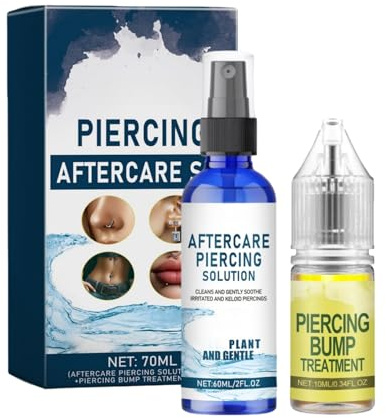 60ml Piercing Aftercare Solution and 10ml Piercing Repair Solution,Pie/rcing Aftercare Spray,Pierc/ing Cleaning Solu-tion & Bump Soothing,After-care Spray for Ear Pierc-ing Care,So-lution Sp-ray