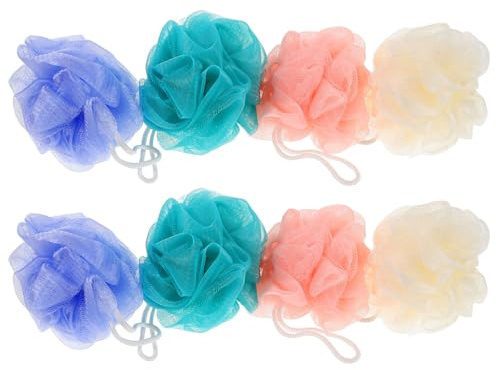 SMASOLO 8 pezzi Spugne Doccia Morbide e Resistenti Spugne Bagno in Rete per Corpo Esfolianti e Schiumose per Doccia e Bagno Uomini e Donne Lussuosa Schiuma Veloce e Delicata per Pelli