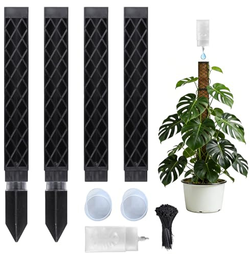 Moosstab für Monstera Rankhilfe Zimmerpflanzen, ZMCVOE moosstab Erweiterbar mit Tropfschlauch und Kabelbindern, Pflanzstab Monstera für Efeututen, Gartenbepflanzung