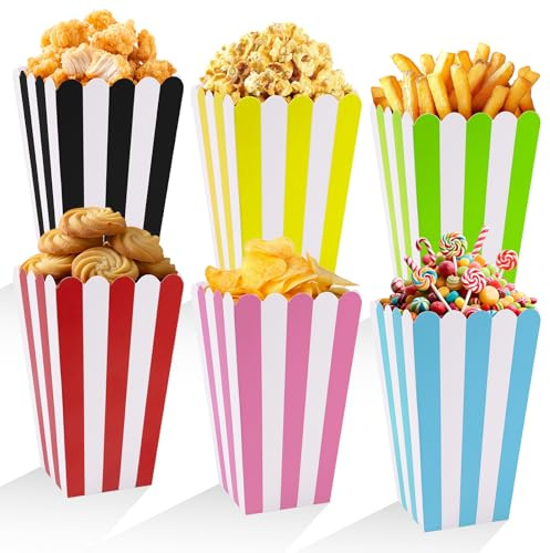 60 Stück Popcorn Tüten Klein in 6 Farben Popcorn Eimer Hitzebeständige | Popcorntüte Popcorn Box Popcorntüten Klein Popcornbecher für Kino Deko Party-Deko Heimkino-Nutzung
