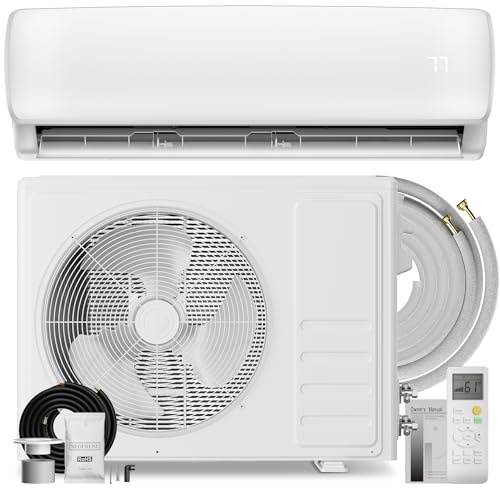 MEPTY 12000BTU Mini Split AC/Heating System, 19 SEER2 Energy Efficient Mini Split Air Conditioner with Heat Pump, 110V Cools Up to 750sq.ft, Ductless Inverter AC Unit with Pre-Charged Condenser