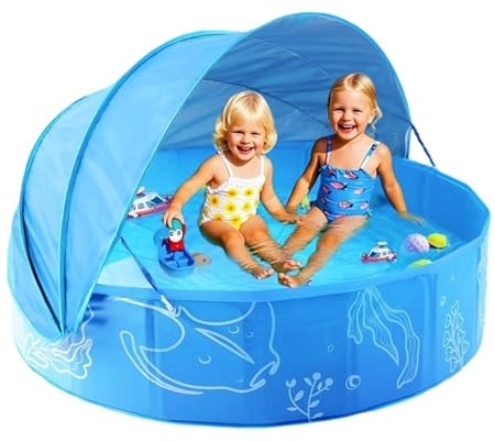 Ceweao Instraella - Piscina per cani con tettuccio parasole, 120 x 30 cm, pieghevole, in PVC, con protezione UV, per cani di grossa taglia, gatti