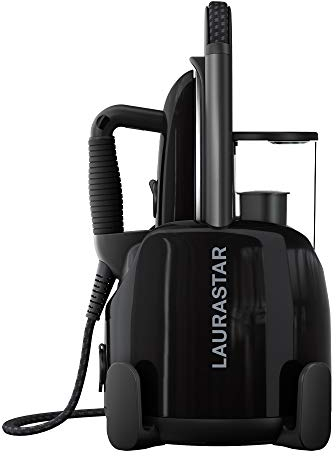 Laurastar Lift Plus Ultimate Black, 3-in-1 Bügelstation, die Kleidung entknittert, bügelt und reinigt, Hygienische Dampf, Automatische Kabelaufwicklung, Alu-3D Sohle, Vertikales Bügeln