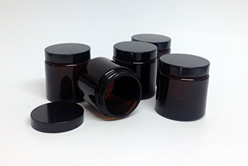 5 braune Glas-Tiegel 100ml mit schwarzem Deckel Kosmetex Kosmetik-Dose, Salbentiegel, Cremedose, 5x 100ml