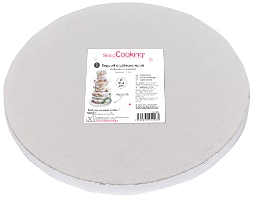 ScrapCooking – Base para Tartas Plata Ø 30 cm - Soporte Redondo Grueso – Plato Reutilizable – Cake Board Rígido para Pastel – Bandeja Redonda para Pastel – Fabricado en Europa – 5206