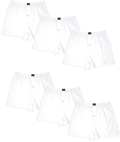 ANDREW SCOTT Men's Cotton Blend Boxer Shorts |Big Man| Sizes S to 6XL - Multi & Bulk Packs, 6 Pack - Bright White, L