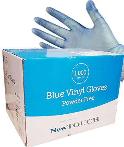 NewTouch Disposable Powder & Latex Free Blue Vinyl Gloves x 1000 (Blue Vinyl, X-Large)