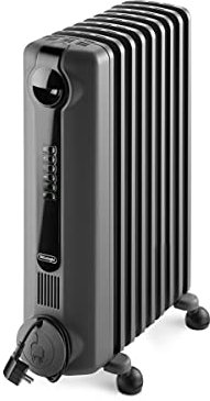 De'Longhi Radia S Oil filled Radiator for Rooms up to 60m3, Anti-frost and ECO Functions, LED Display, Timer and Safety Thermostat, with Handle and Castors, 2000W, Grey TRRS0920E.G