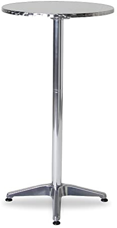 acamp Stehtisch klappbar Le Mans | Aluminium-Gestell wetterfest beschichtet | Bartisch mit sicherem Stand Dank Niveau-Ausgleich | Beistell-Tisch rund ø 60 cm | Stehtisch Outdoor in Silber