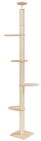 RONGJJ Kratzbaum (deckenhoch 258-265 cm verstellbar), Katzenkratzbaum, Kletterbaum für Katzen, Katzenbaum Stabiler, Wood