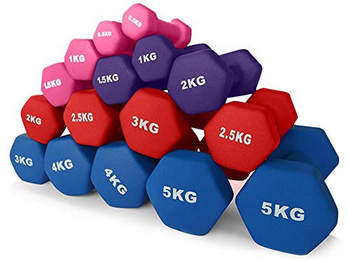 Neopren Hex Hanteln Set (1 Paar) - 0.5 kg - 5 kg Kurzhanteln Trainieren zum Arm Muscle Fitness Aerobic Yoga Krafttraining Gehen und Rehabilitation,0.5kg(1-Pair)