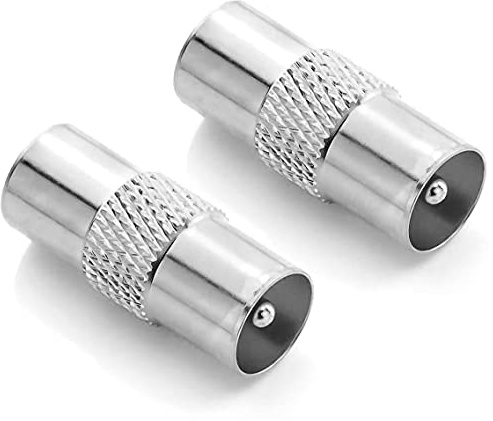 Ancable RF Coax Aerial Adapter Male To Male TV Aerial Coaxial Couplers 2Pcs | Antenna Adapter Coupling Connector Coax Connector Male to Male for TV Cable Coaxial Cable TV Cable