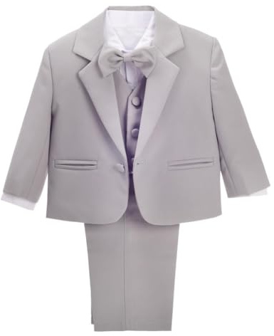 Lito Angels Baby Anzug Jungen Festlich Hochzeit, 5 Teiliges Set (Sakko, Weste, Hemd, Hose & Krawatte), Königsblau/Schwarz/Weiss/Elfenbein/Grau