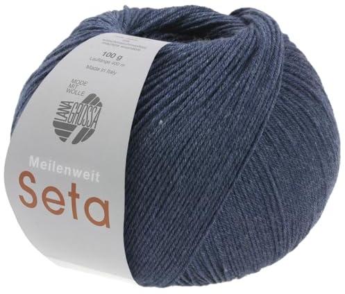 LANA GROSSA Meilenweit Seta | Sockengarn mit Seidenanteil, waschmaschinenfest | Handstrickgarn 55% Schurwolle (Merino), Polyamid, & Seide | 100g Wolle zum Stricken & Häkeln | 400m Garn FB12