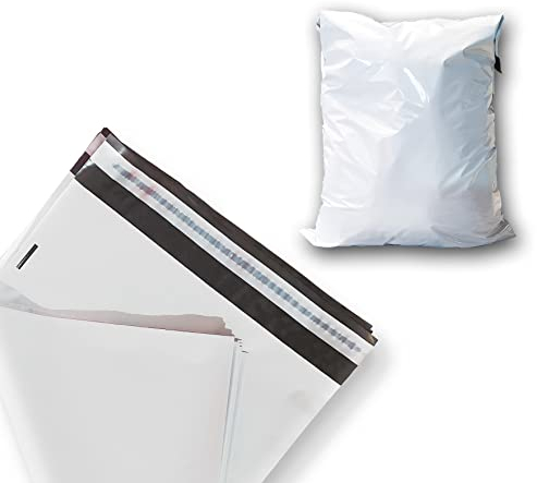 verpacking Versandbeutel 550x750 mm Weiß/Schwarz [Größe und Stückzahl wählbar] Blickdicht Coex Versandtaschen für Kleidung Selbstklebend Verpackungstüten Folienversandtaschen 100 Stück