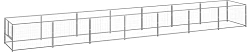 vidaXL Hundezwinger Silbern 7m² Stahl Hundekäfig Hundehaus Hundehütte Käfig