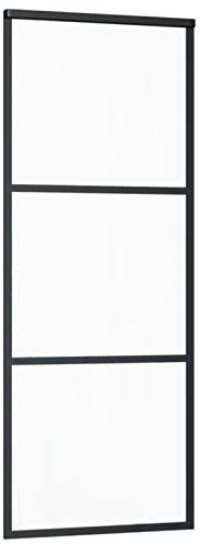 Susany Sliding Door ESG Glass and Aluminium Glass Door Track System Gate Furniture for Indoor Decoration Internal Divider Set with Fitting Kit Interior for Office Kitchen Shower Door 76x205 cm Black